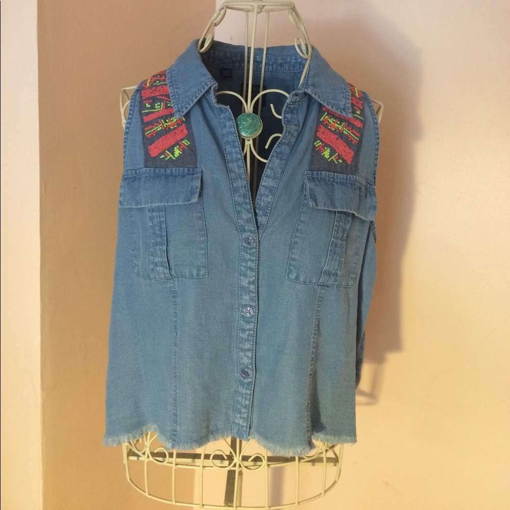 Guess denim crop top