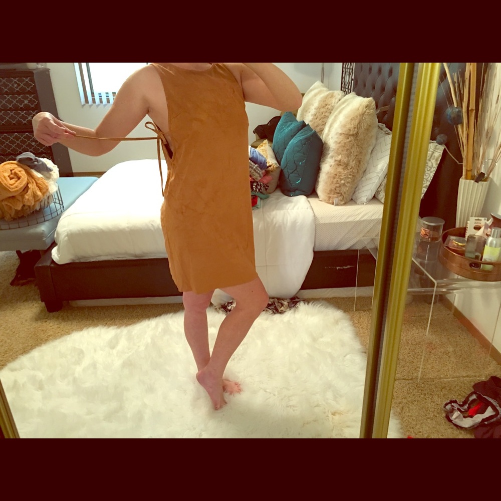 Side slit suede dress