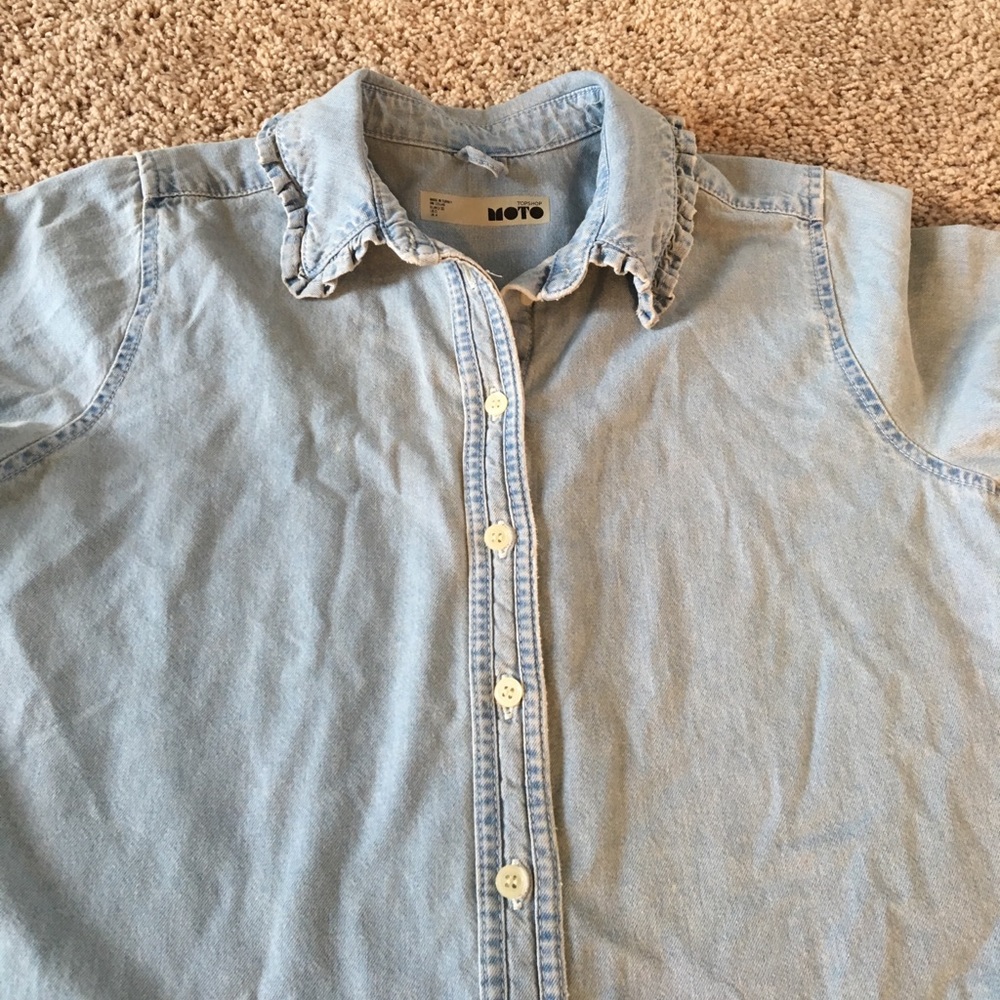 TOPSHOP MOTO light blue denim top size US 0 New