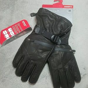 NWT Spyder size M Women's leather  gloves....