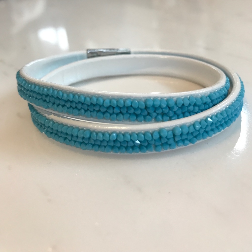 Swarovski Double Wrap Bracelet - Blue and White