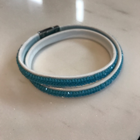 Swarovski Double Wrap Bracelet - Blue and White - Picture 2 of 5