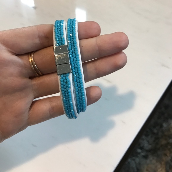 Swarovski Double Wrap Bracelet - Blue and White - Picture 3 of 5