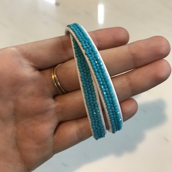 Swarovski Double Wrap Bracelet - Blue and White - Picture 4 of 5