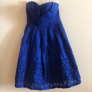 Blue strapless sundress