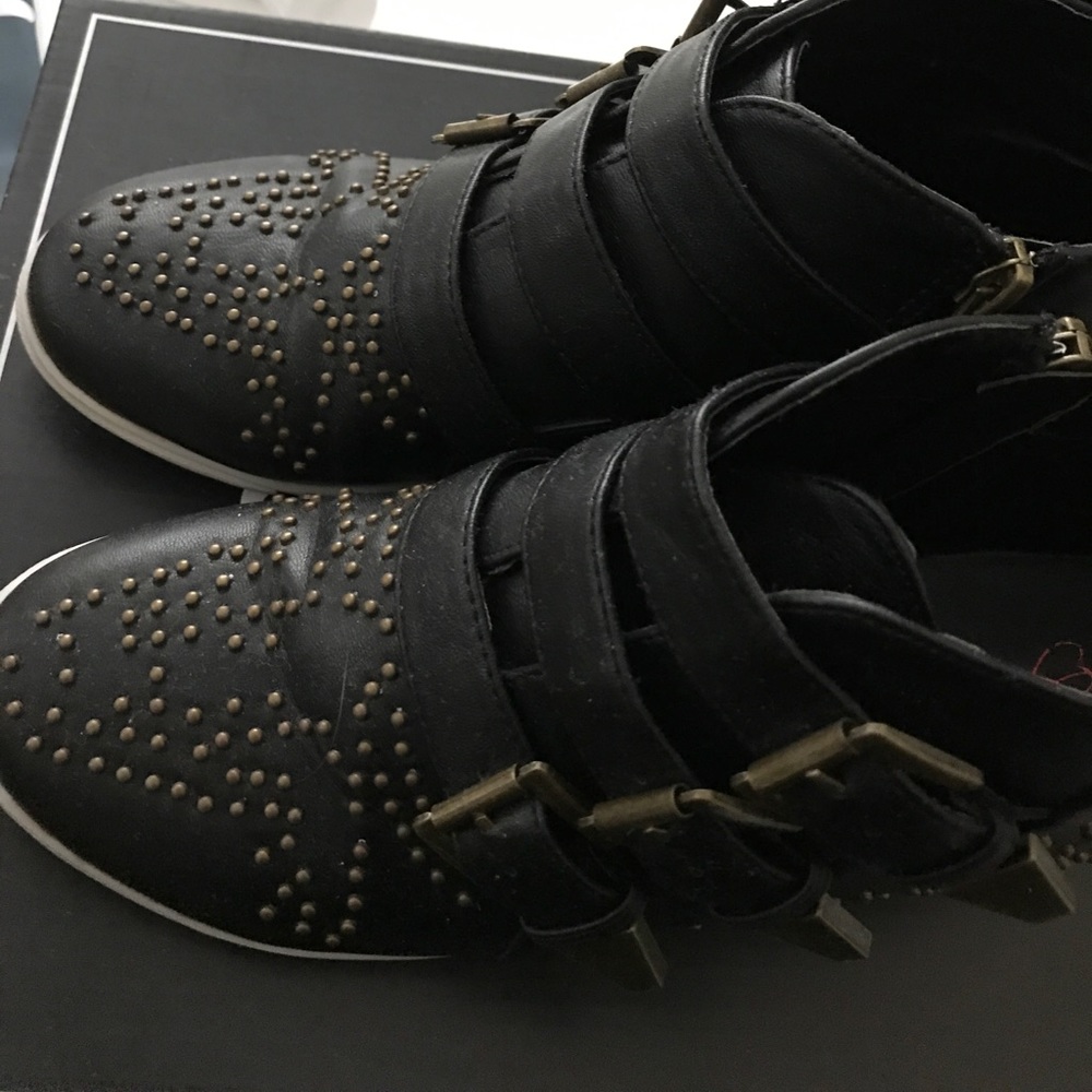 Black studded ankle boots