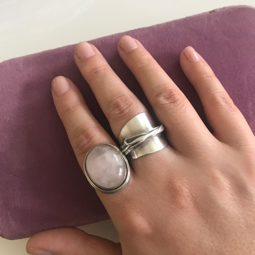 STERLING SILVER GENUINE ROSE QUARTZ RING