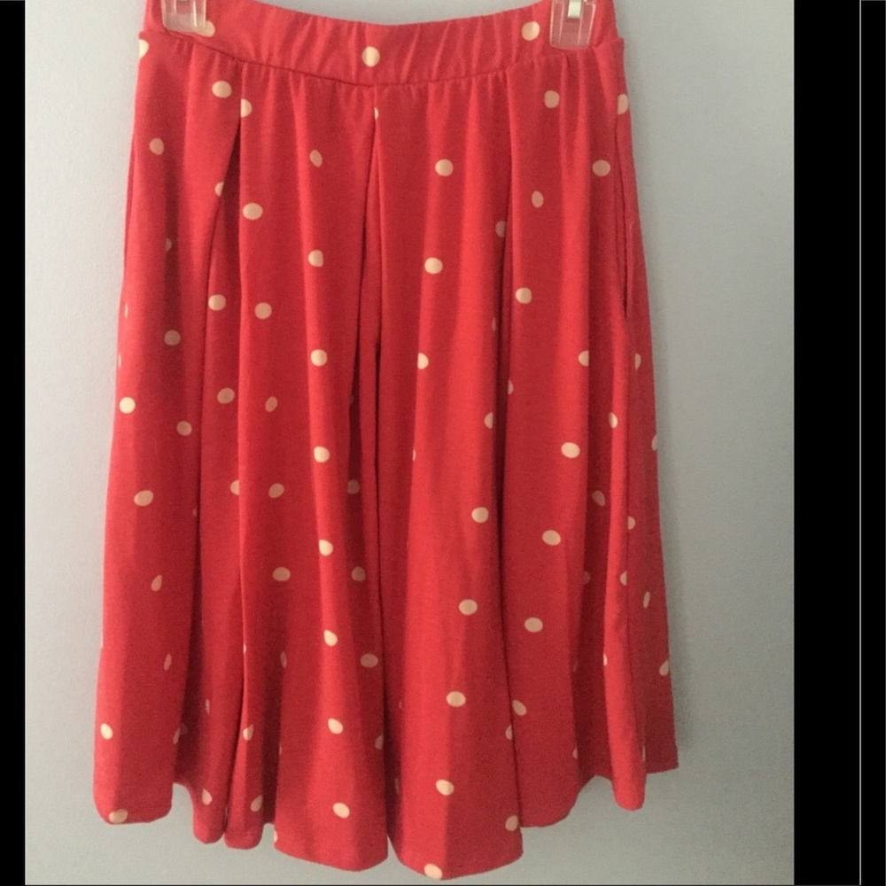 LuLaRoe Madison Skirt-Coral and Tan