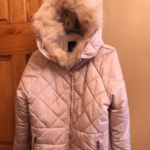 Quilted Hooded Puffer jacket in champagne