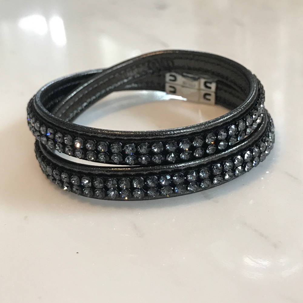 Swarovski Double Wrap Bracelet - Gunmetal