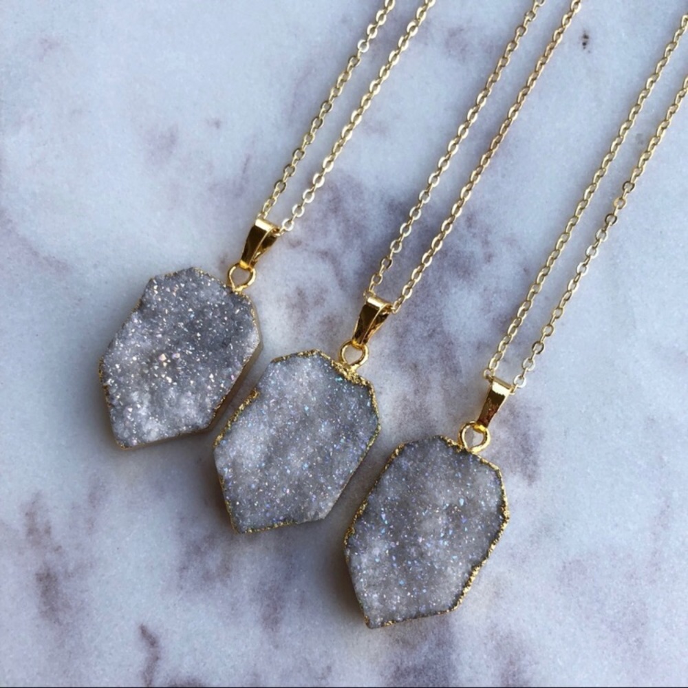 Druzy Heptagon Necklace - Picture 2 of 6