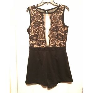 Sheer & lace romper