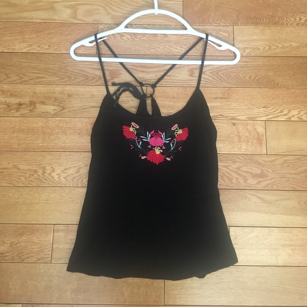 Embroidered Black Top