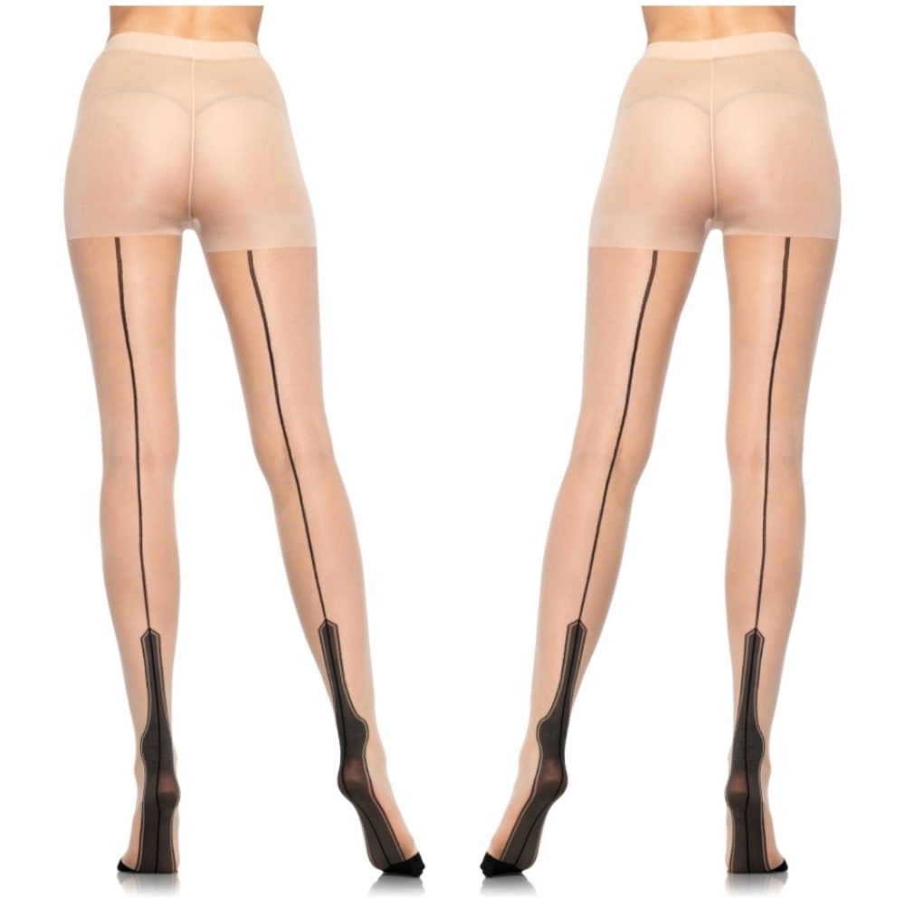 Cuben Heel Backseam Pin Up Stockings Pantyhose - Picture 1 of 3