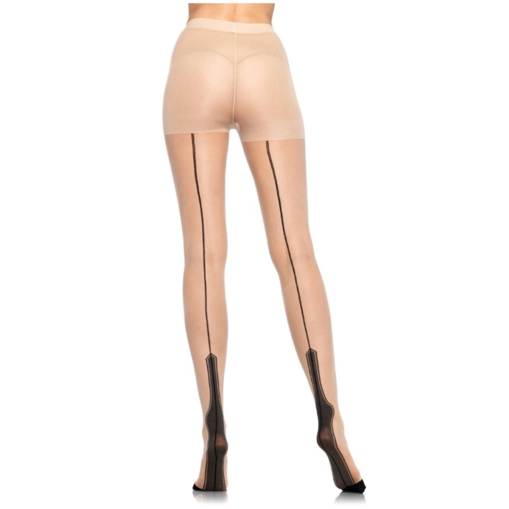 Cuben Heel Backseam Pin Up Stockings Pantyhose - Picture 3 of 3