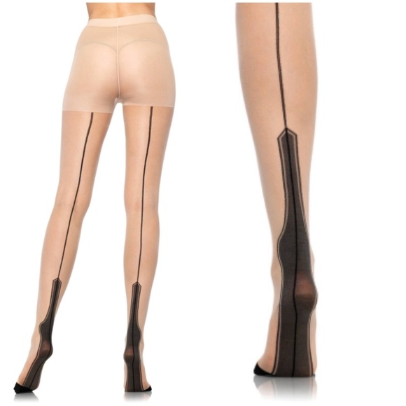 Cuben Heel Backseam Pin Up Stockings Pantyhose - Picture 2 of 3