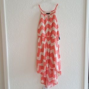 Pink and white chevron spaghetti-strap dress