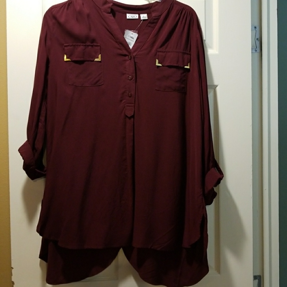 Cato  mandarin collar  flashy pockets  tunic