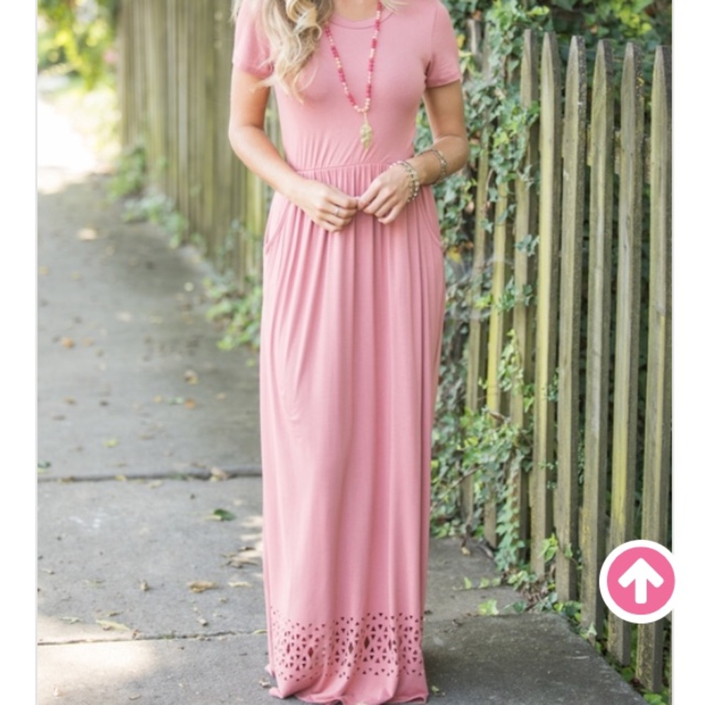 Pink lily boutique rose maxi dress