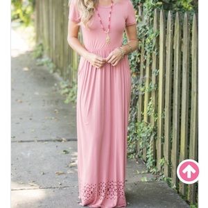 Pink lily boutique rose maxi dress