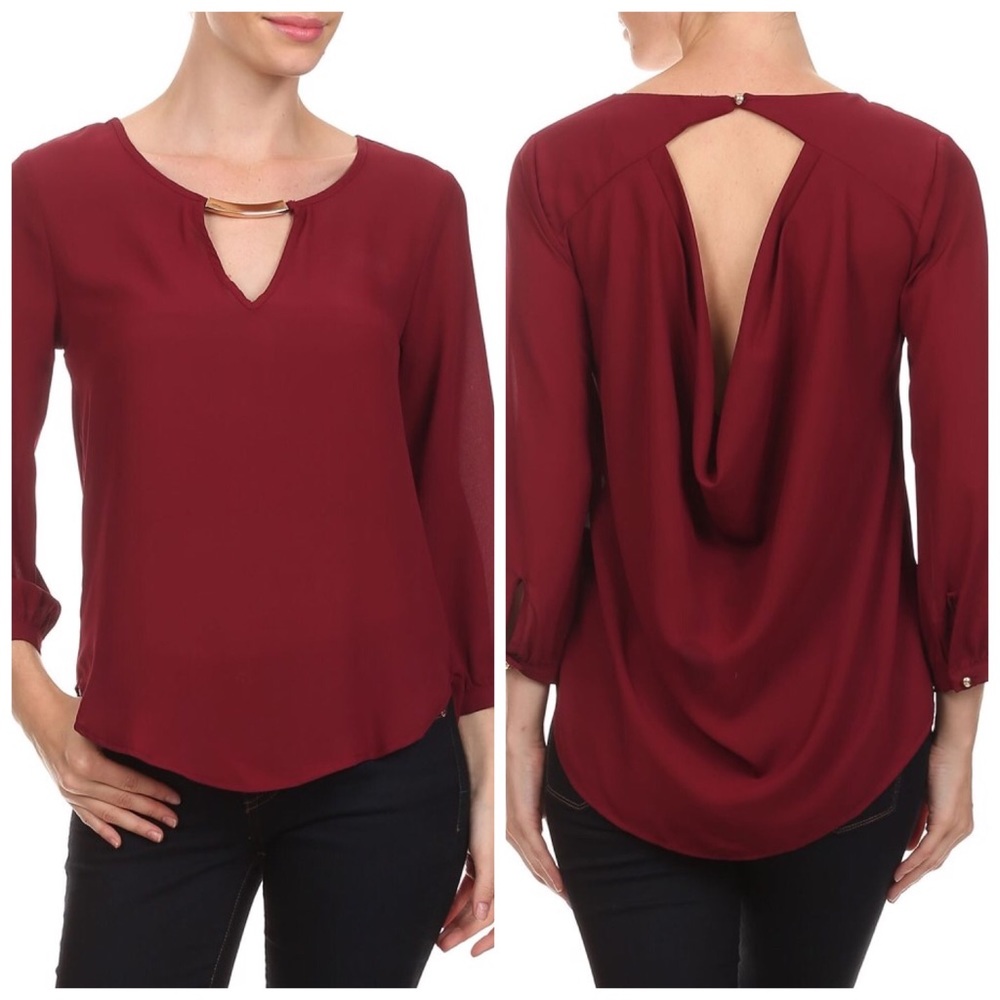 Top with gold medal detail front and draped back