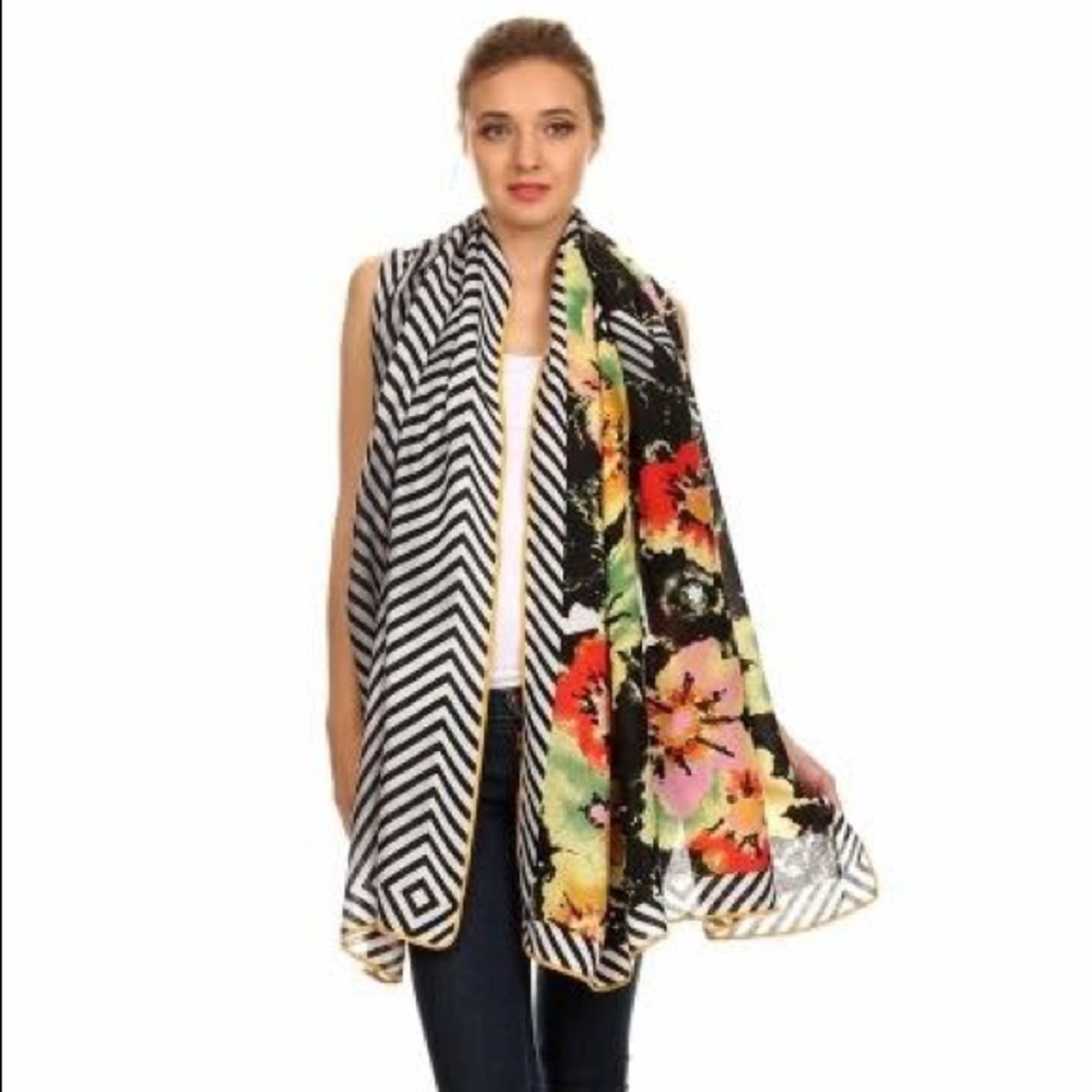 Floral Striped scarf