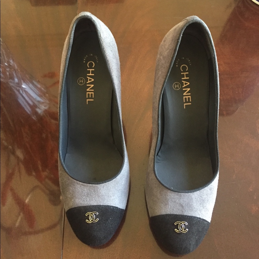 Chanel Suede Cap Toe Pump--Size 42