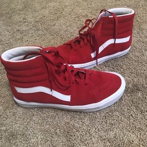 Vans red sk8 hi white sole size 8.5