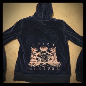 kids size XL juicy zip up in dark blue.