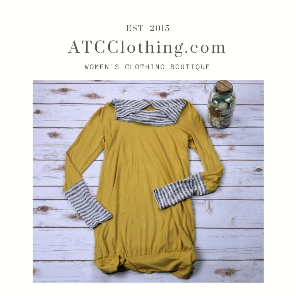Prospero Mustard Gold Tunic w/ Contrast Cowl Neck