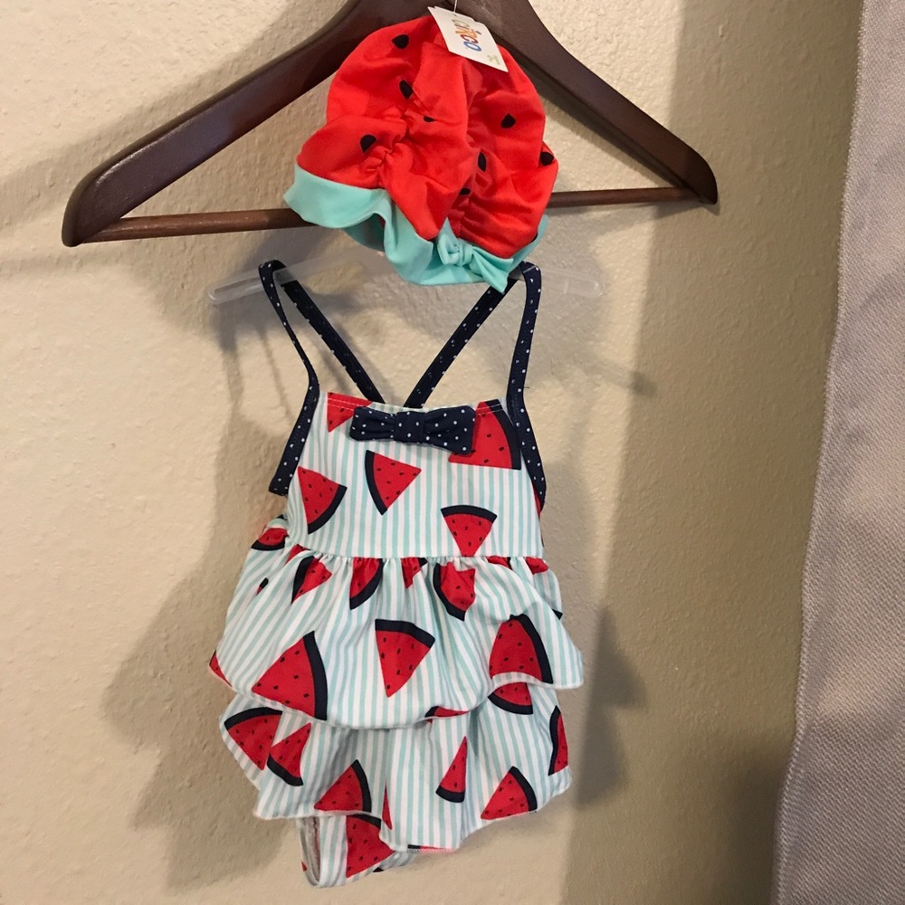 Circo watermelon baby swimsuit + hat