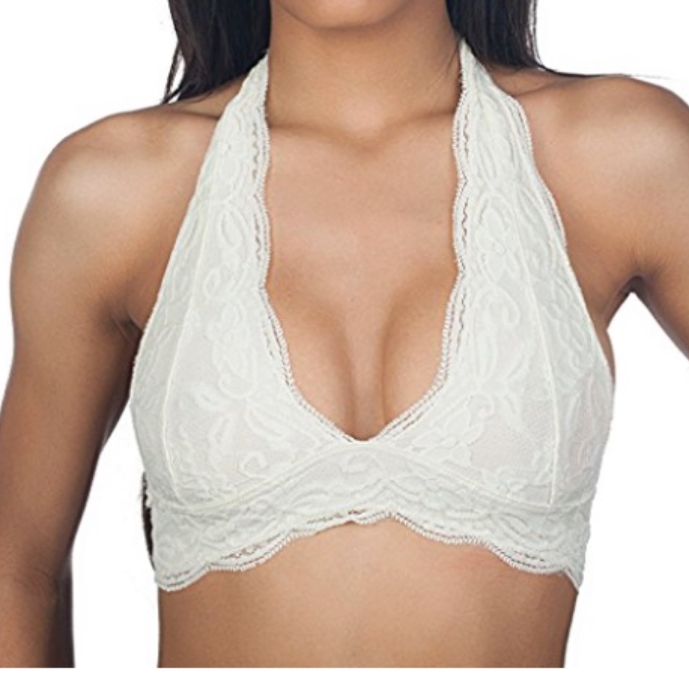 Ivory Lace Halter Bralette - Picture 2 of 4