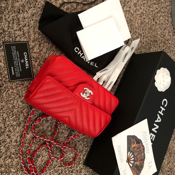 Brand new Chanel mini red caviar chevron - Picture 8 of 8