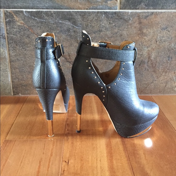 Black and gold studded booties by Paper Fox - Picture 2 of 3