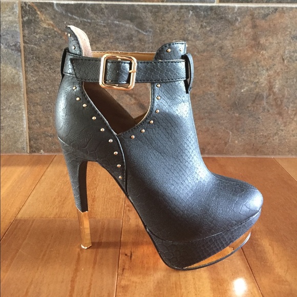 Black and gold studded booties by Paper Fox - Picture 3 of 3