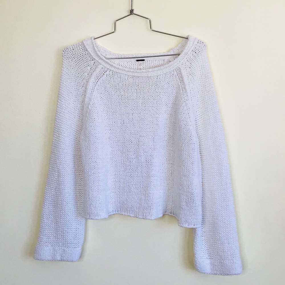 Free People Knit Crop Bell Sleeve Sweater