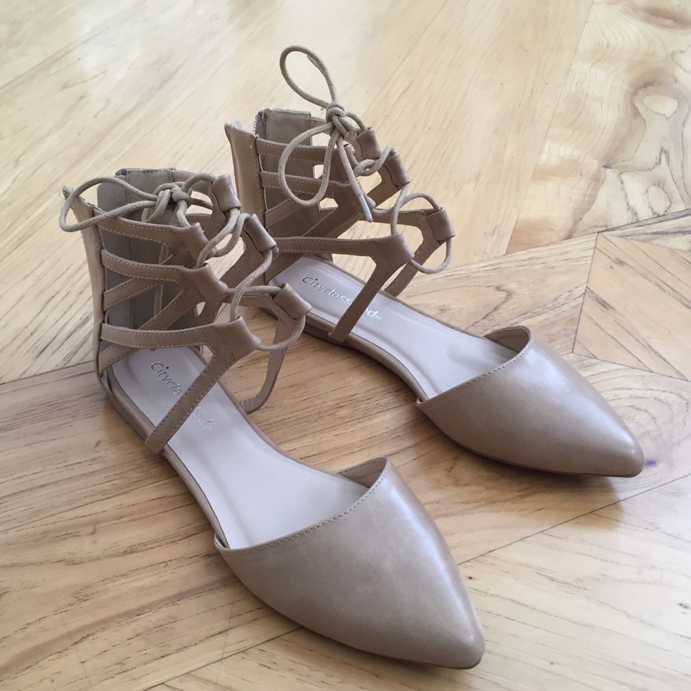 Strappy pointed toe flats