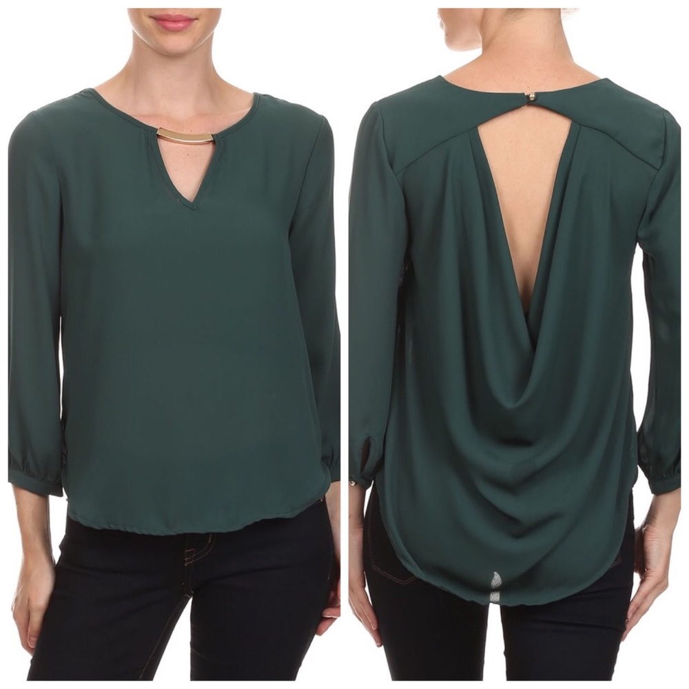 Top with gold medal detail front and draped back