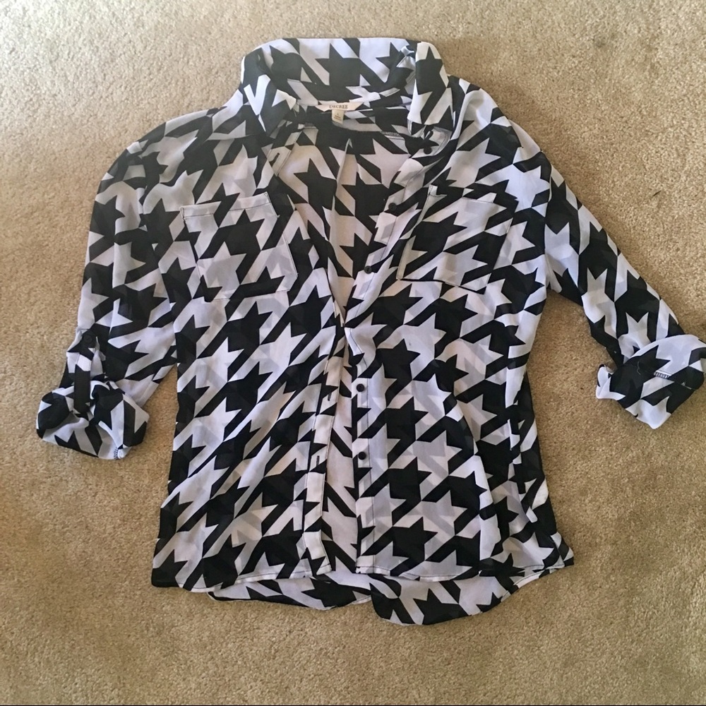 Semi-sheer houndstooth dress shirt