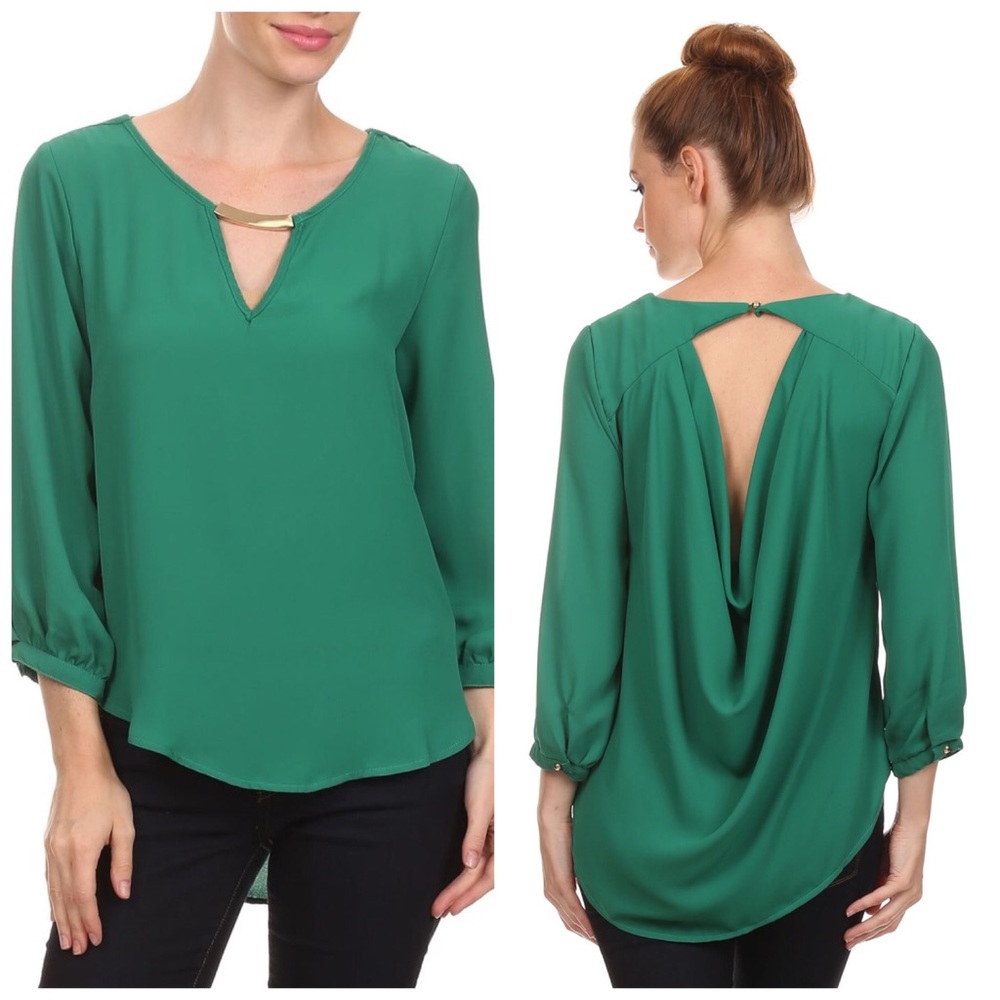 Top with gold medal front and draped back