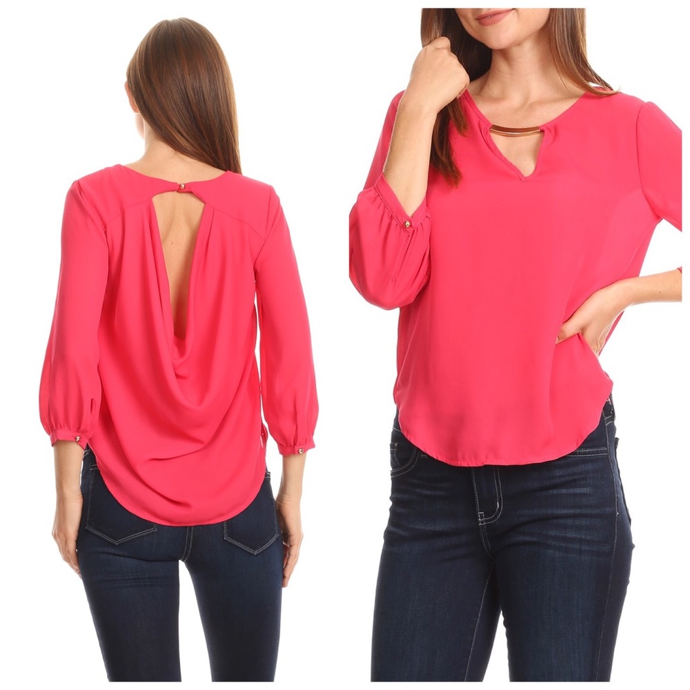 Top with gold medal front detail and draped back