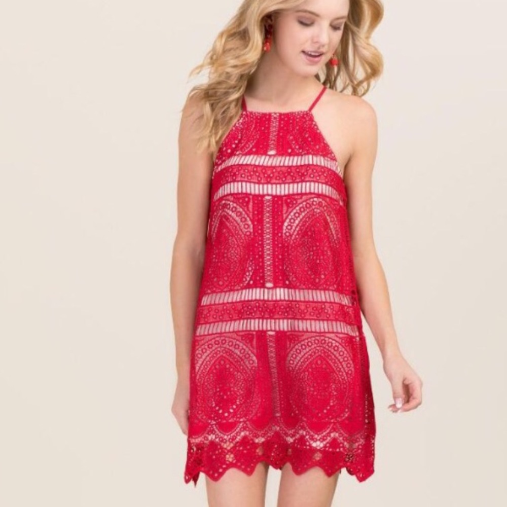 Red lace party dress 🎉