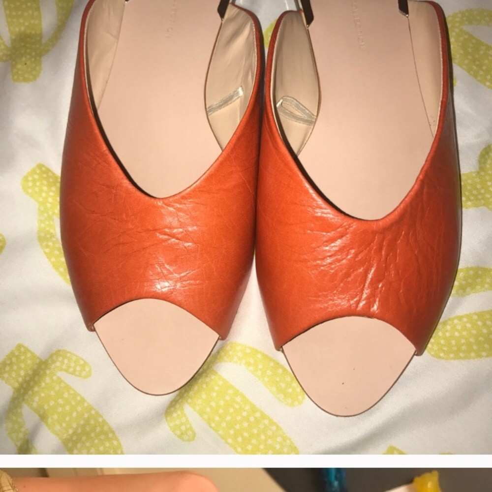 Zara orange slip on sandal