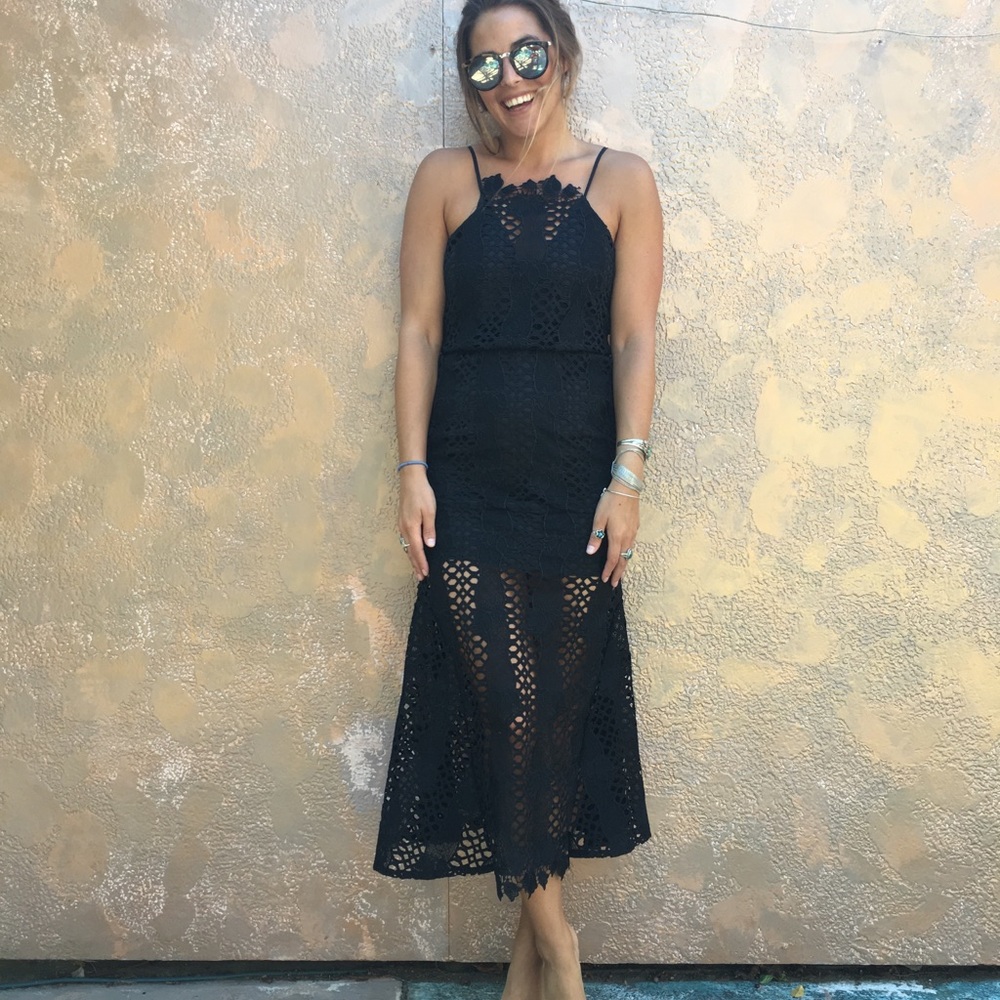 Beautiful black crochet dress - dressy