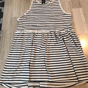 POL striped tank with zipper detail on back