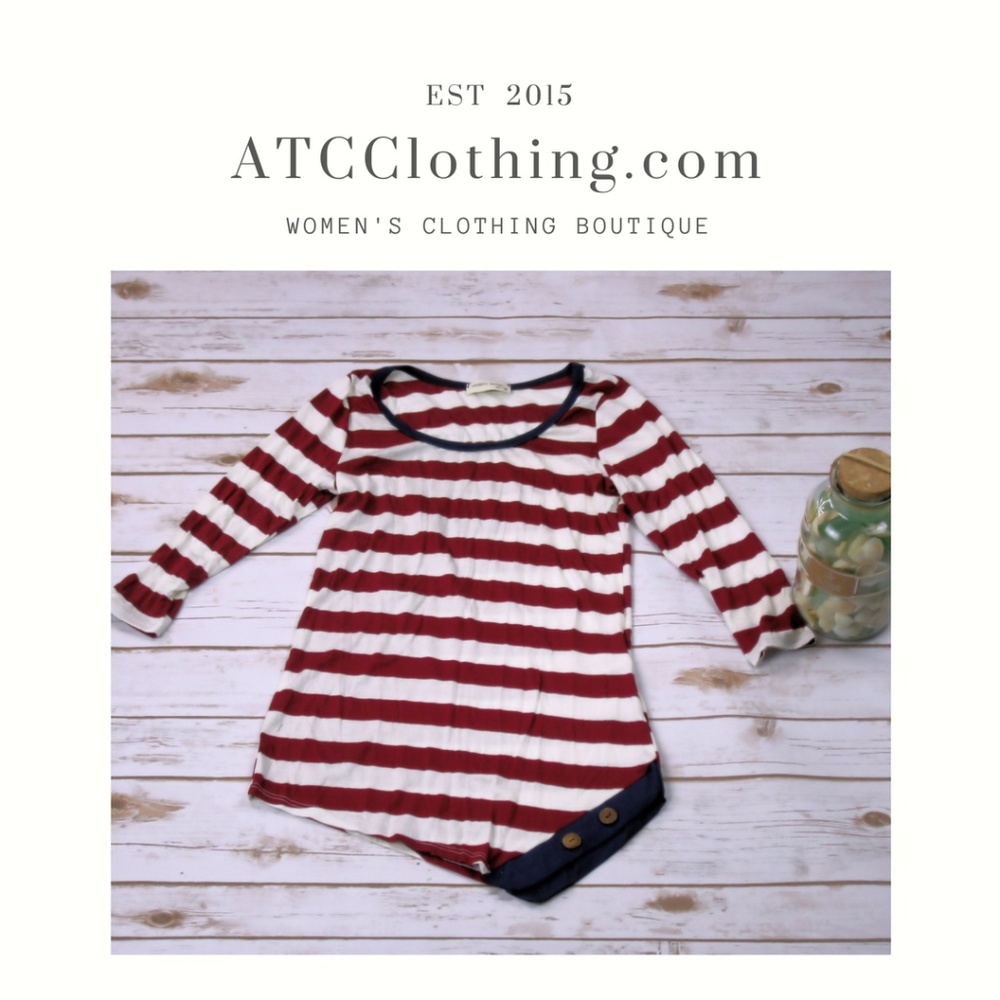 Twenty Second Three-Quarter Sleeve Stripe Tunic To
