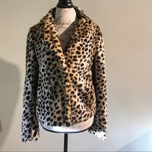 Ann Taylor leopard print jacket faux fur