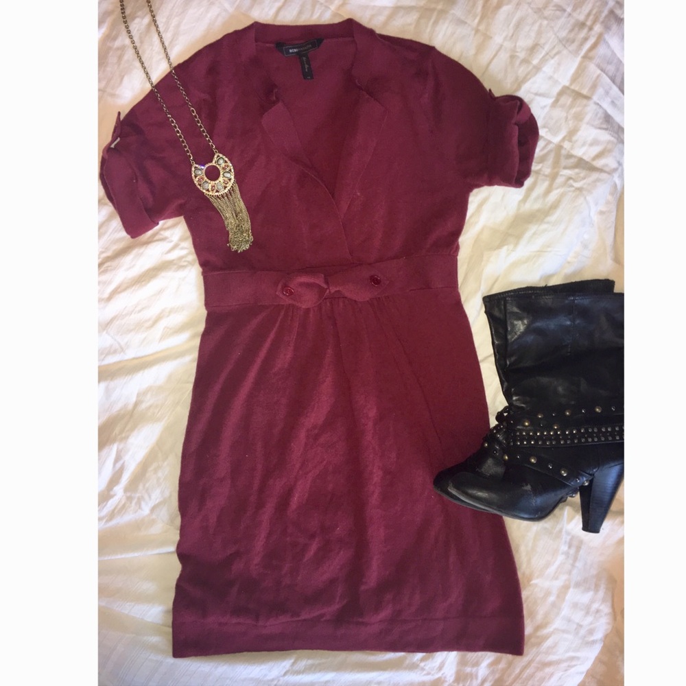 BCBG merlot colored sweater dress