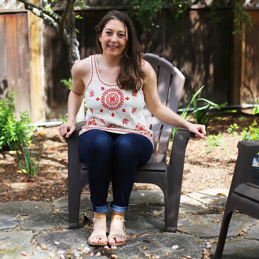 Lucky Brand embroidered tank