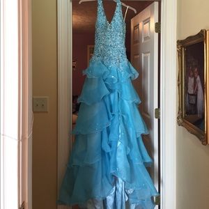 Light blue prom or pageant floor length gown